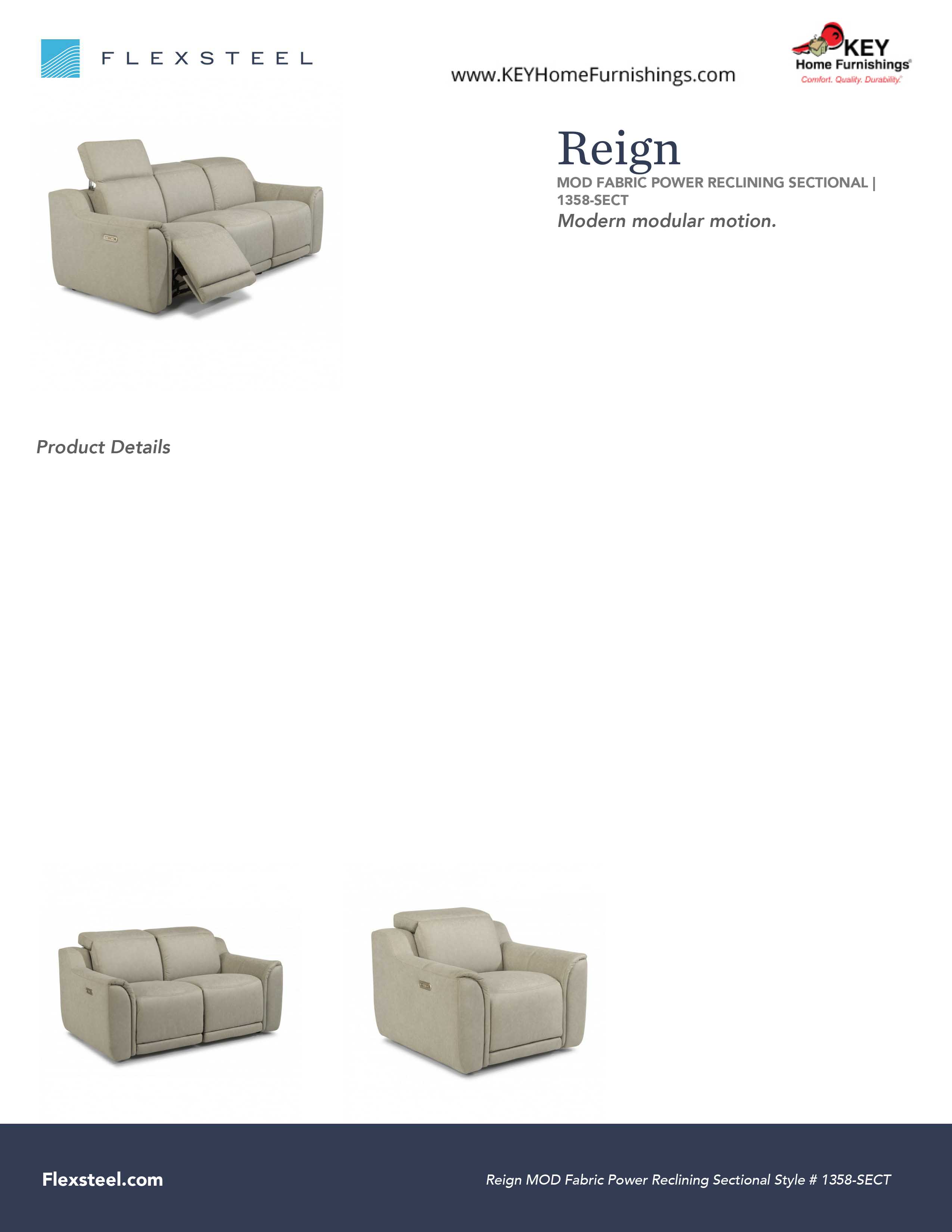 Flexsteel Furniture 1358-SECT details and dimensions
