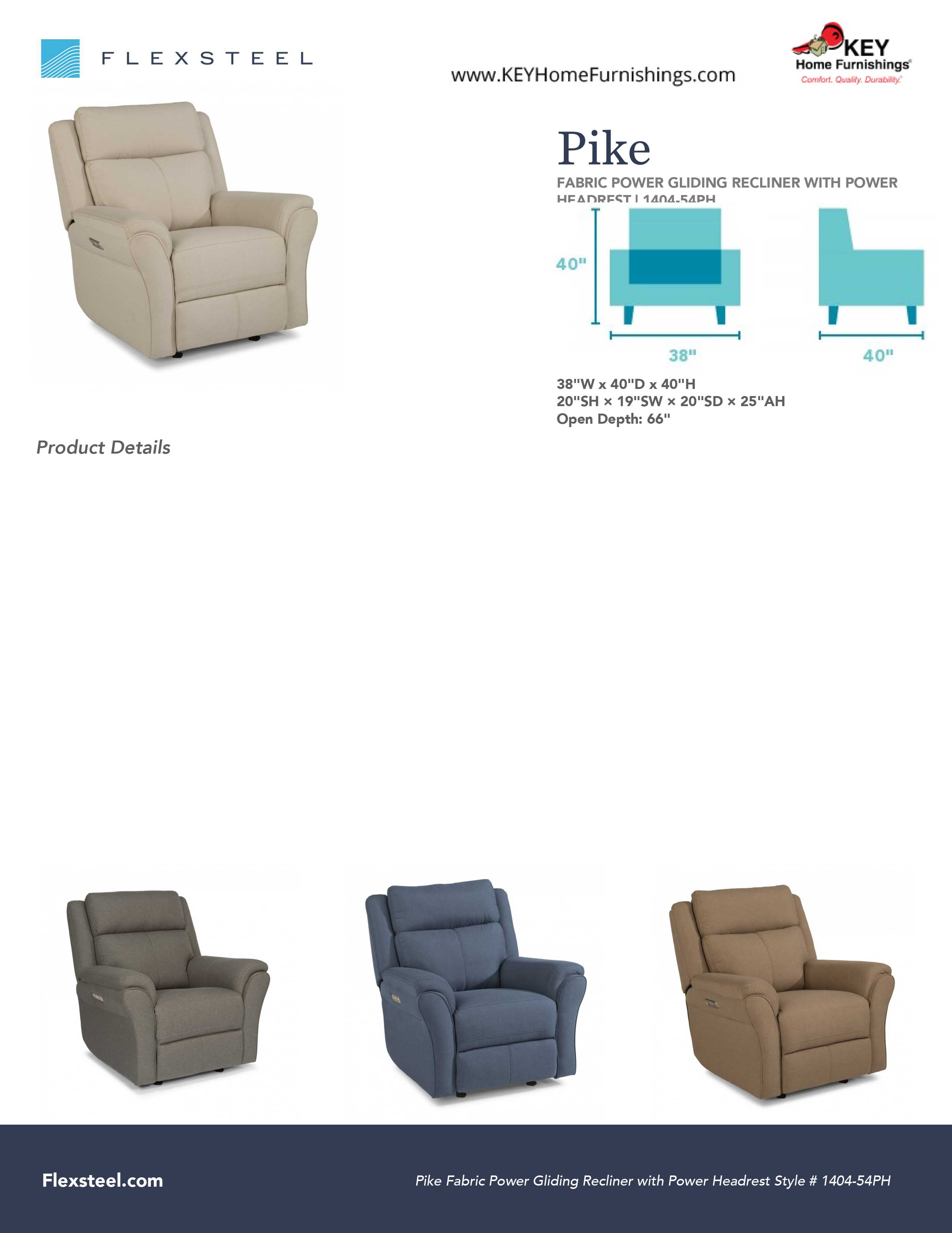 Flexsteel Furniture 1404-54PH details and dimensions