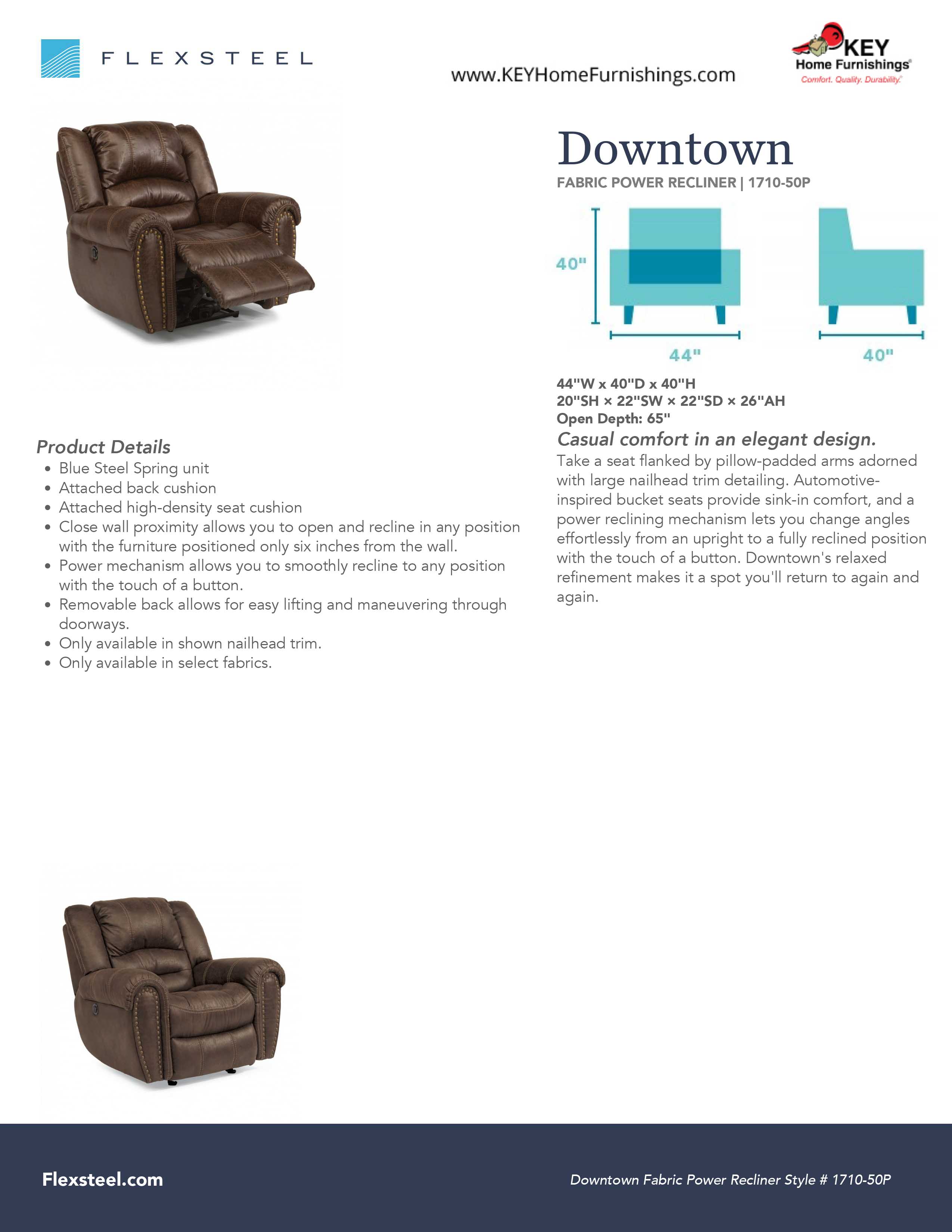 Flexsteel Furniture 1710-50P details and dimensions