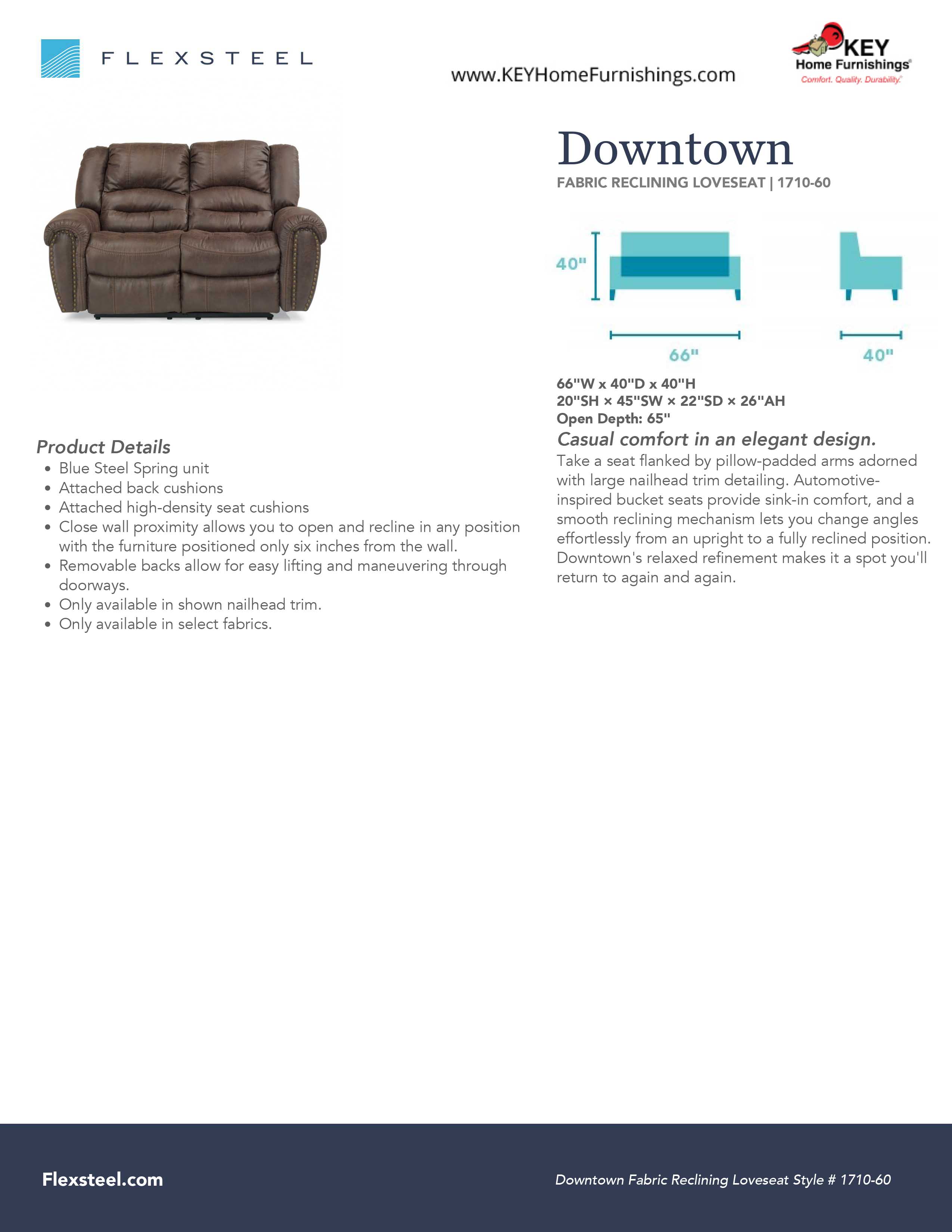 Flexsteel Furniture 1710-60 details and dimensions