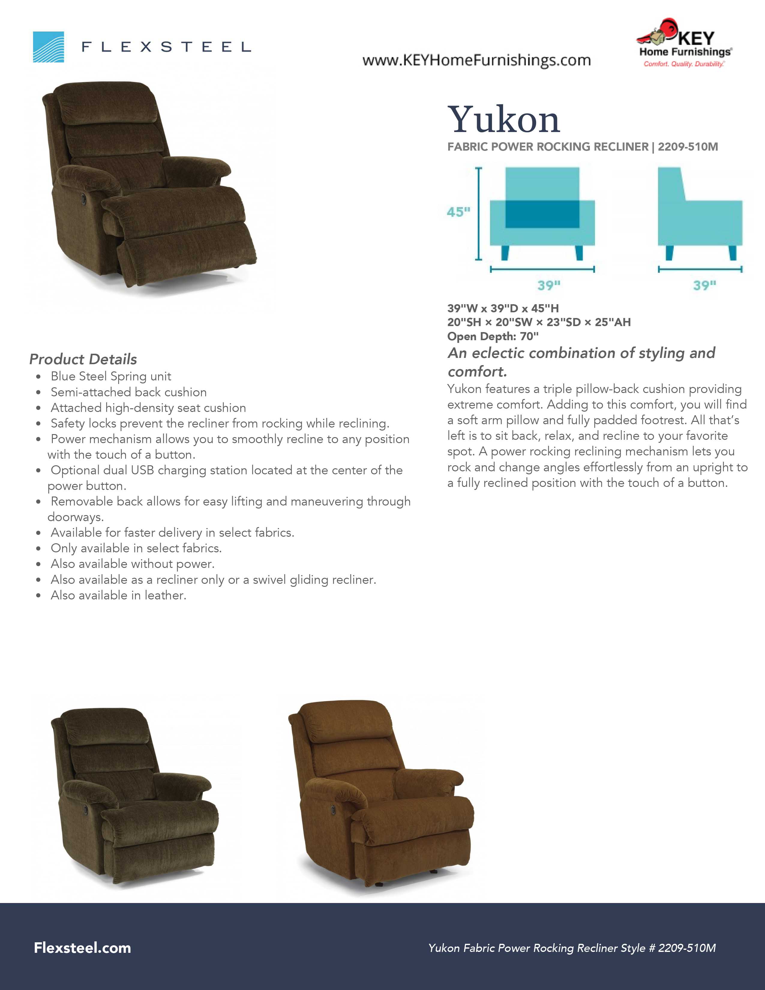 Flexsteel Furniture 2209-510M details and dimensions