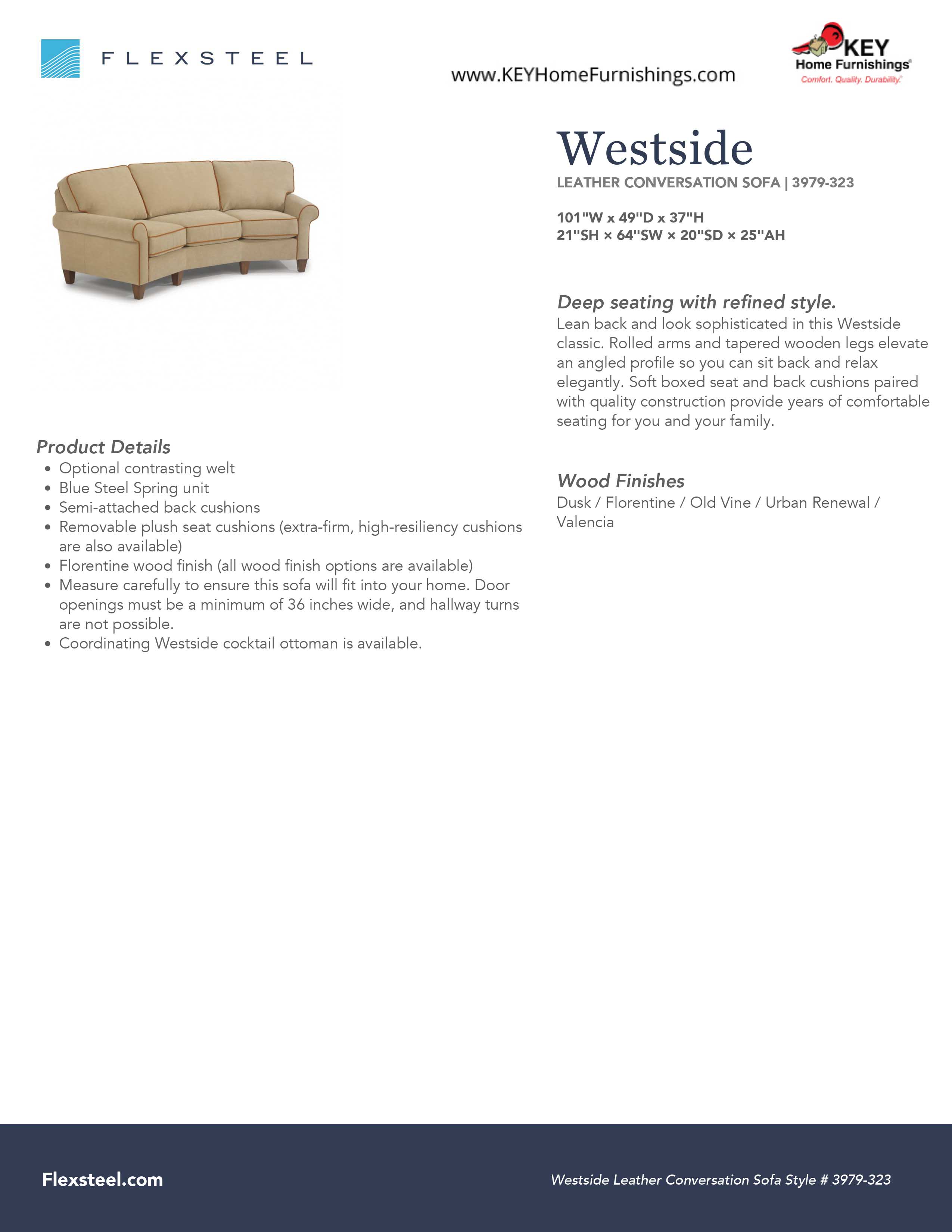 Flexsteel Furniture 3979-323 details and dimensions