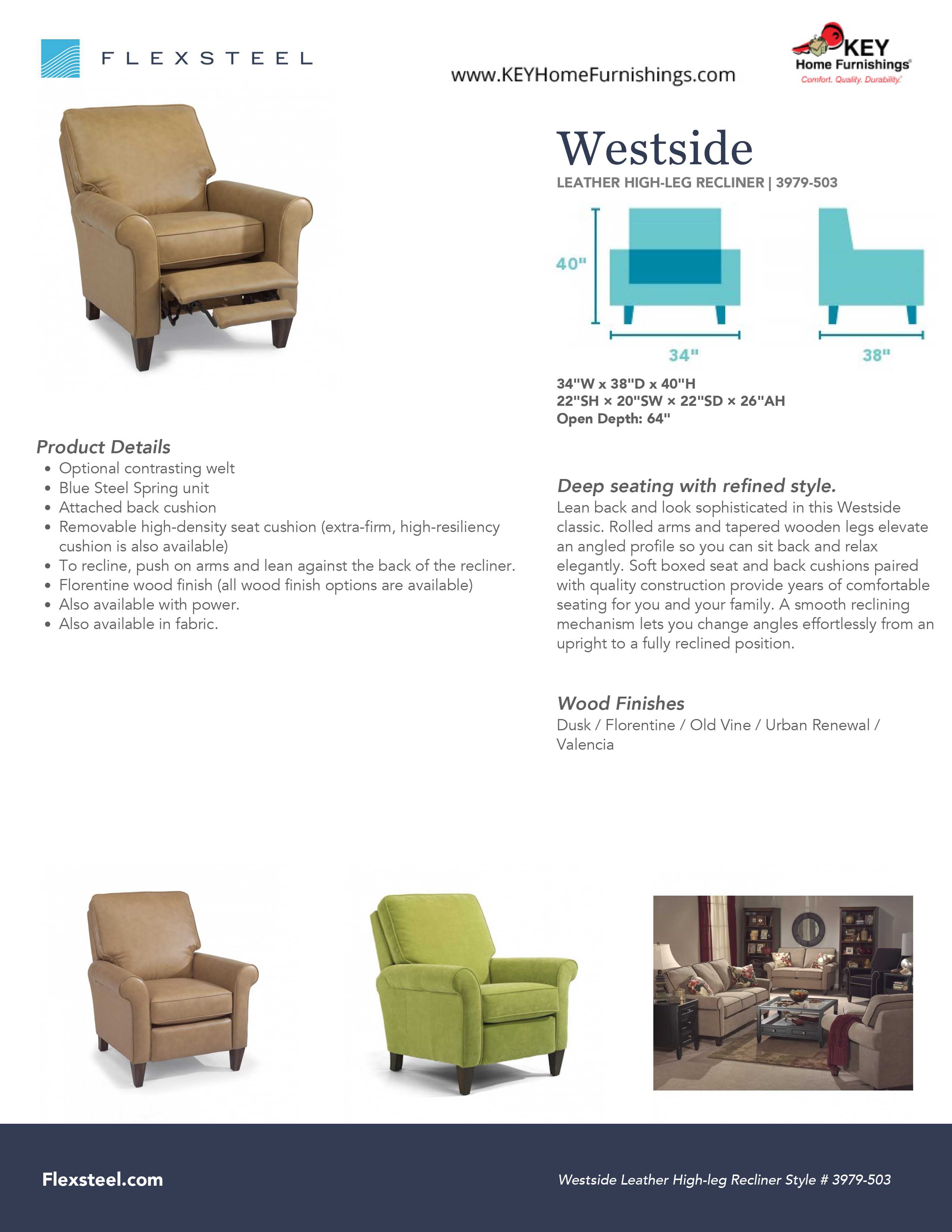 Flexsteel Furniture 3979-503 details and dimensions