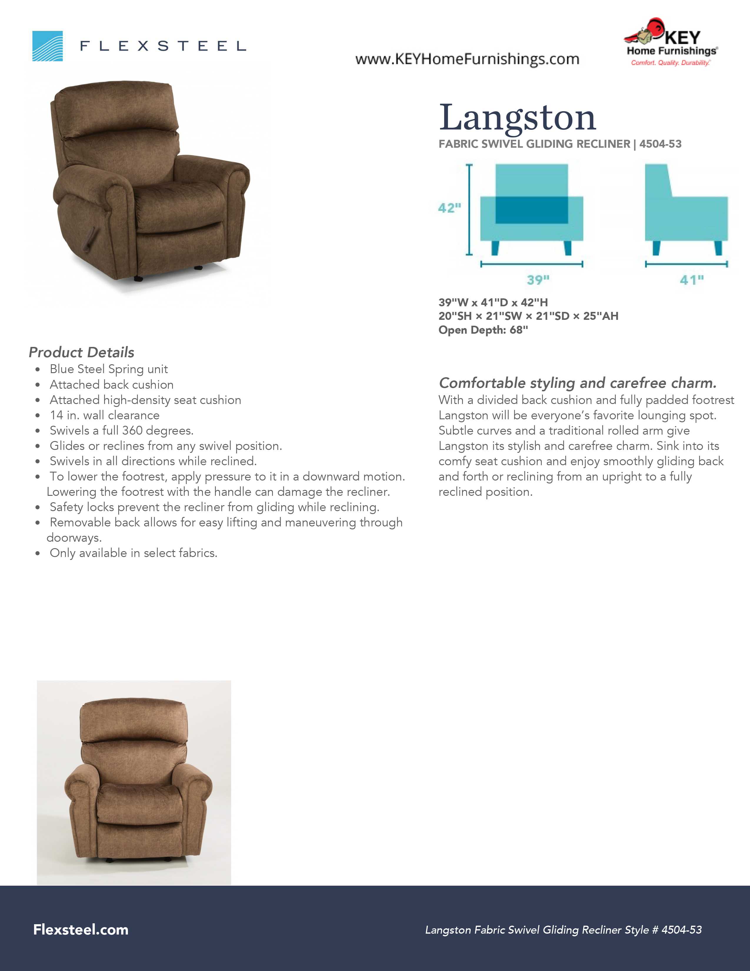 Flexsteel Furniture 4504-53 details and dimensions