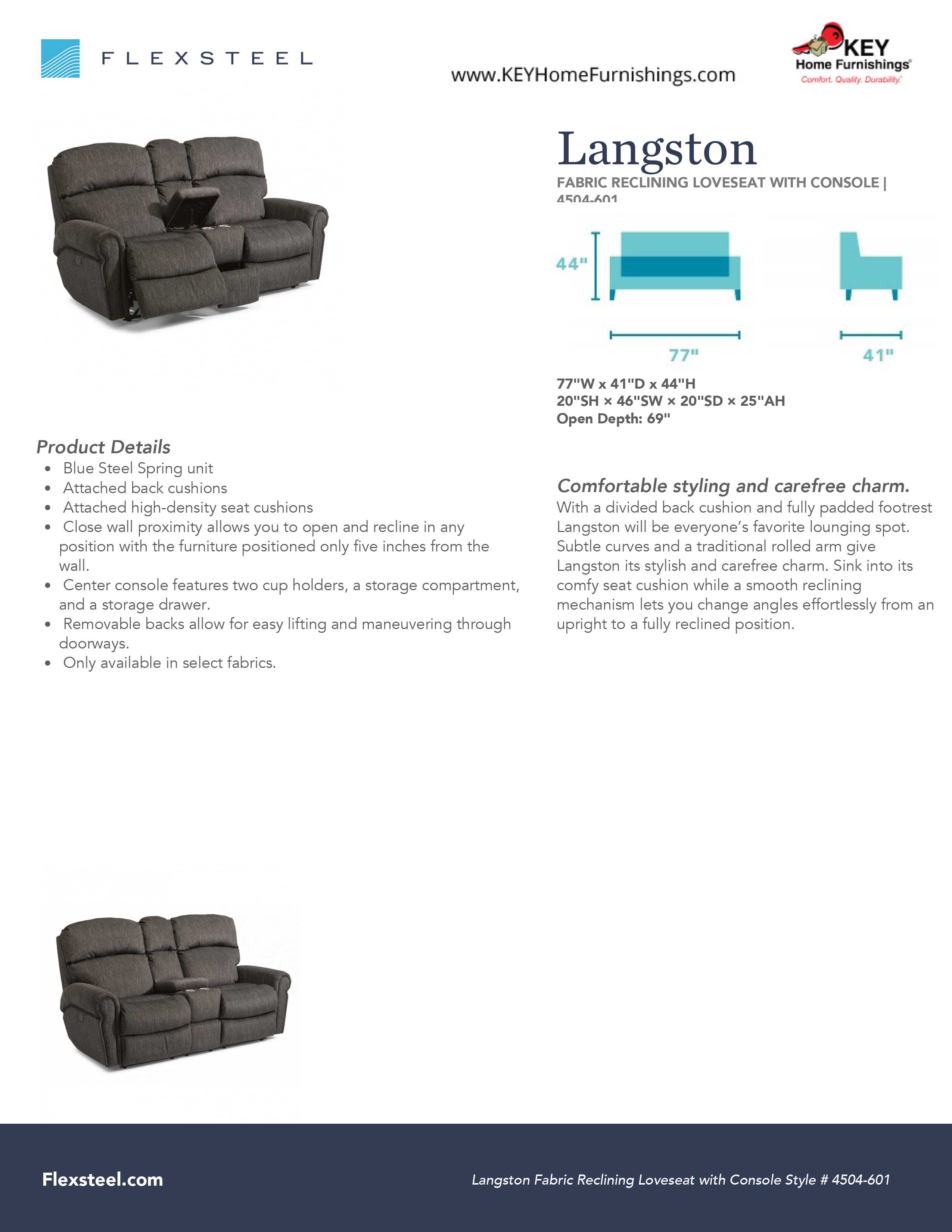 Flexsteel Furniture 4504-601 details and dimensions
