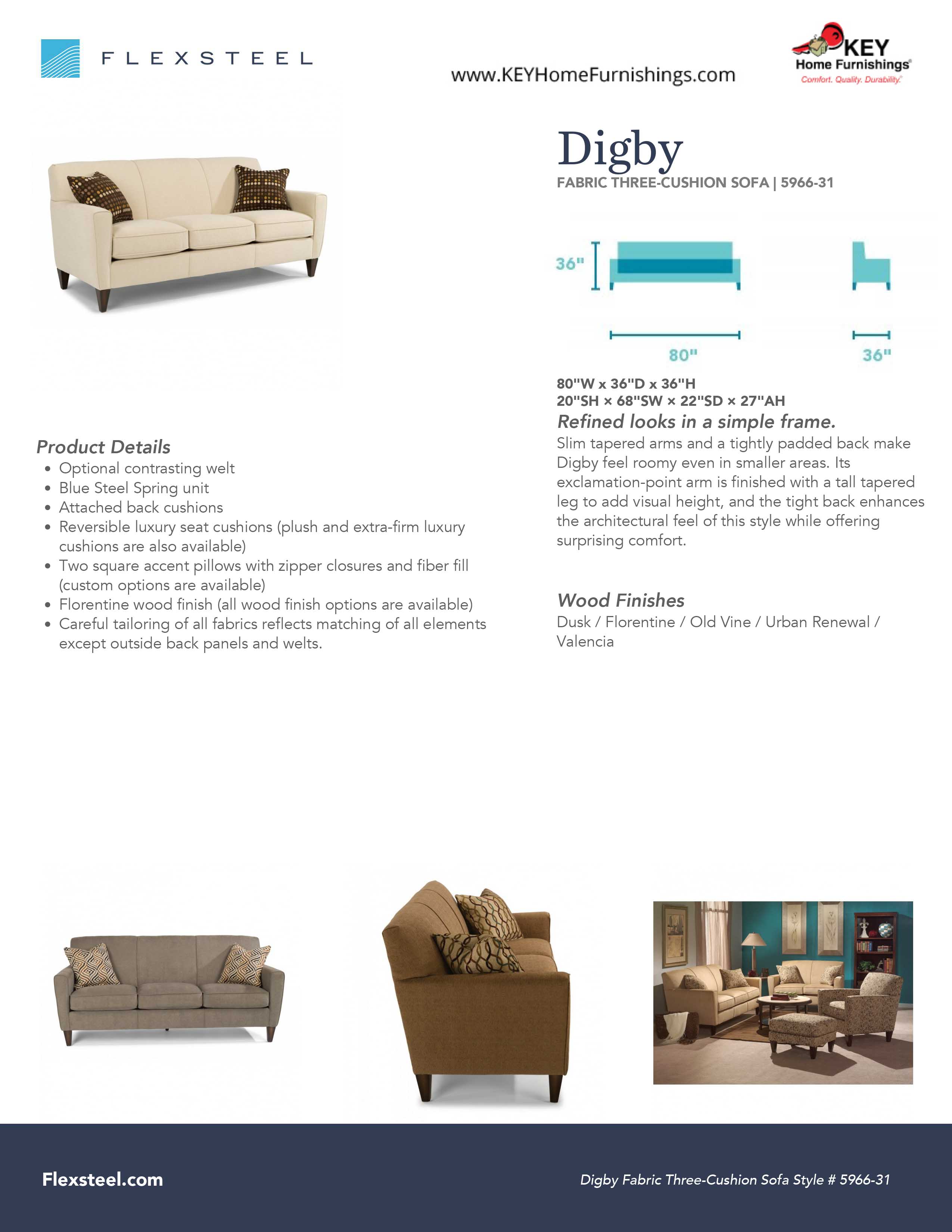 Flexsteel Furniture 5966-31 details and dimensions