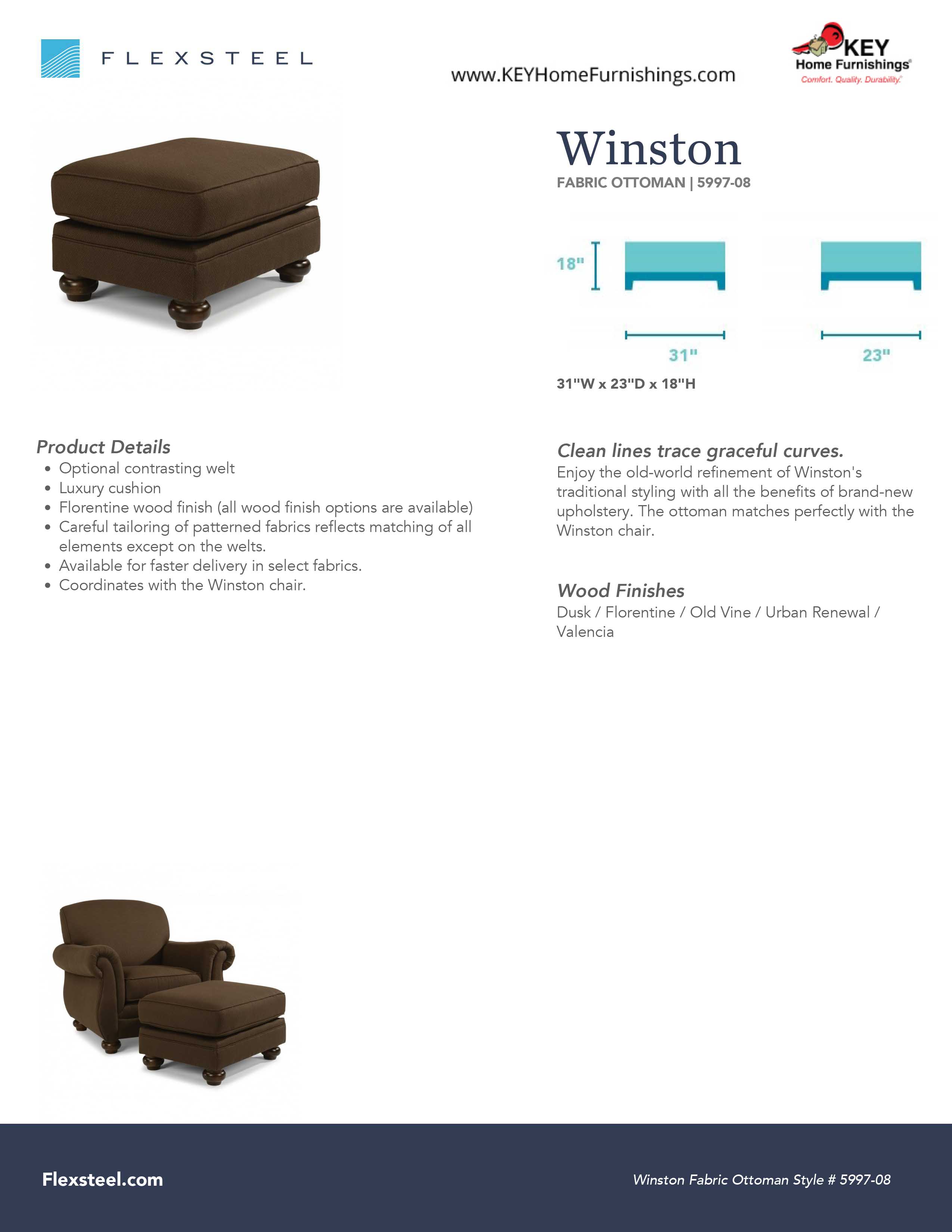 Flexsteel Furniture 5997-08 details and dimensions