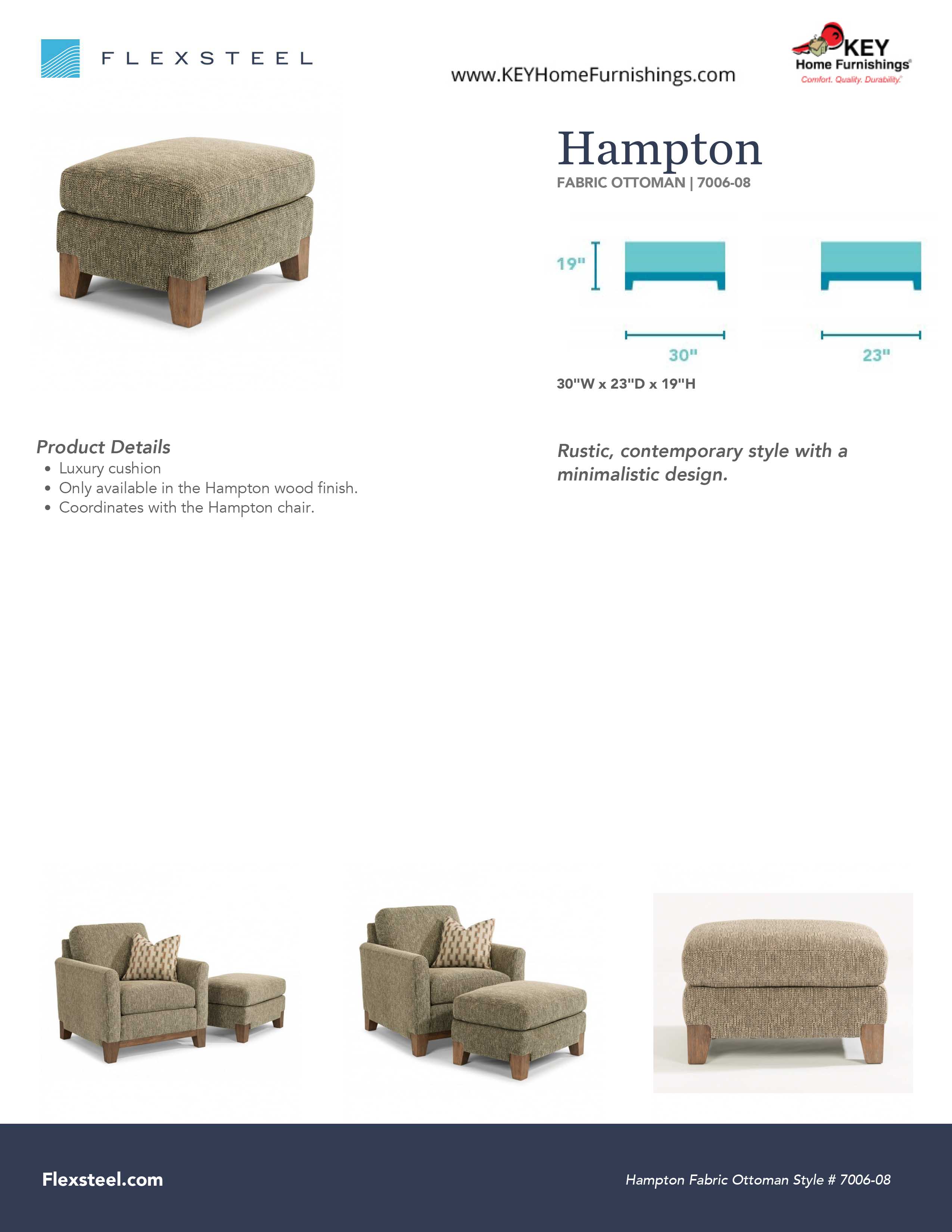 Flexsteel Furniture 7006-08 details and dimensions