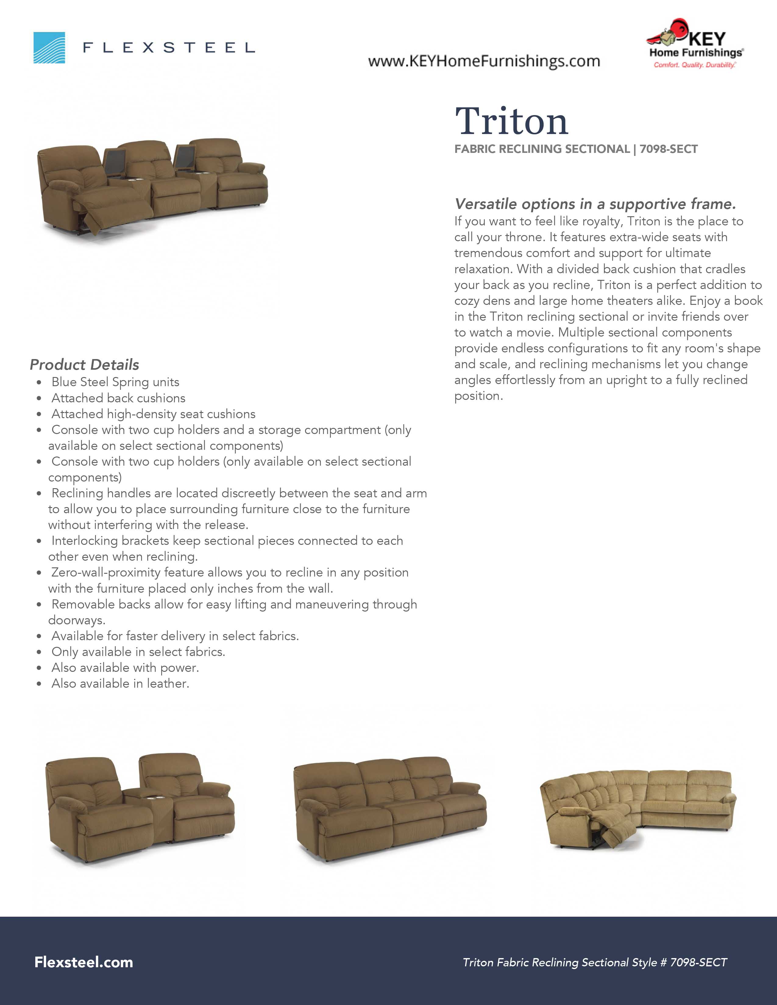 Flexsteel Furniture 7098-SECT details and dimensions
