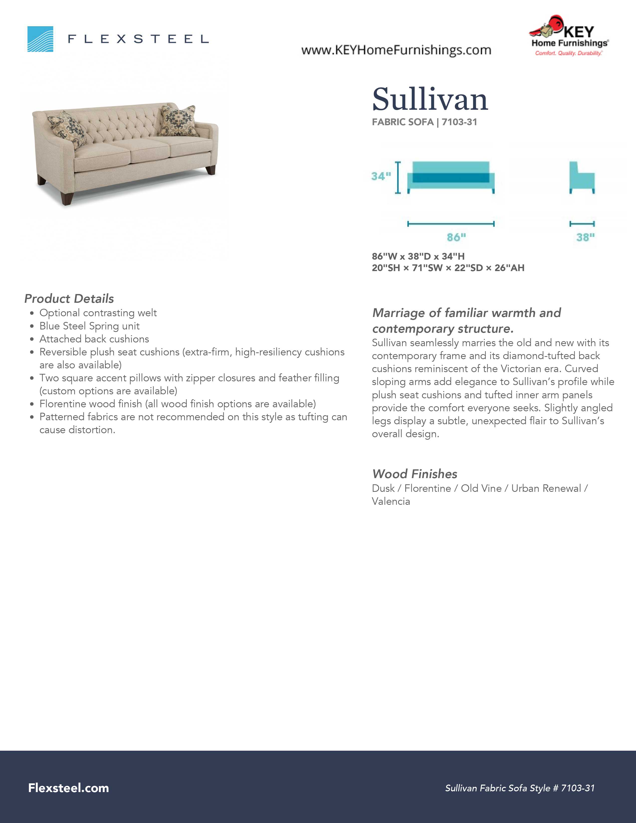 Flexsteel Furniture 7103-31 details and dimensions