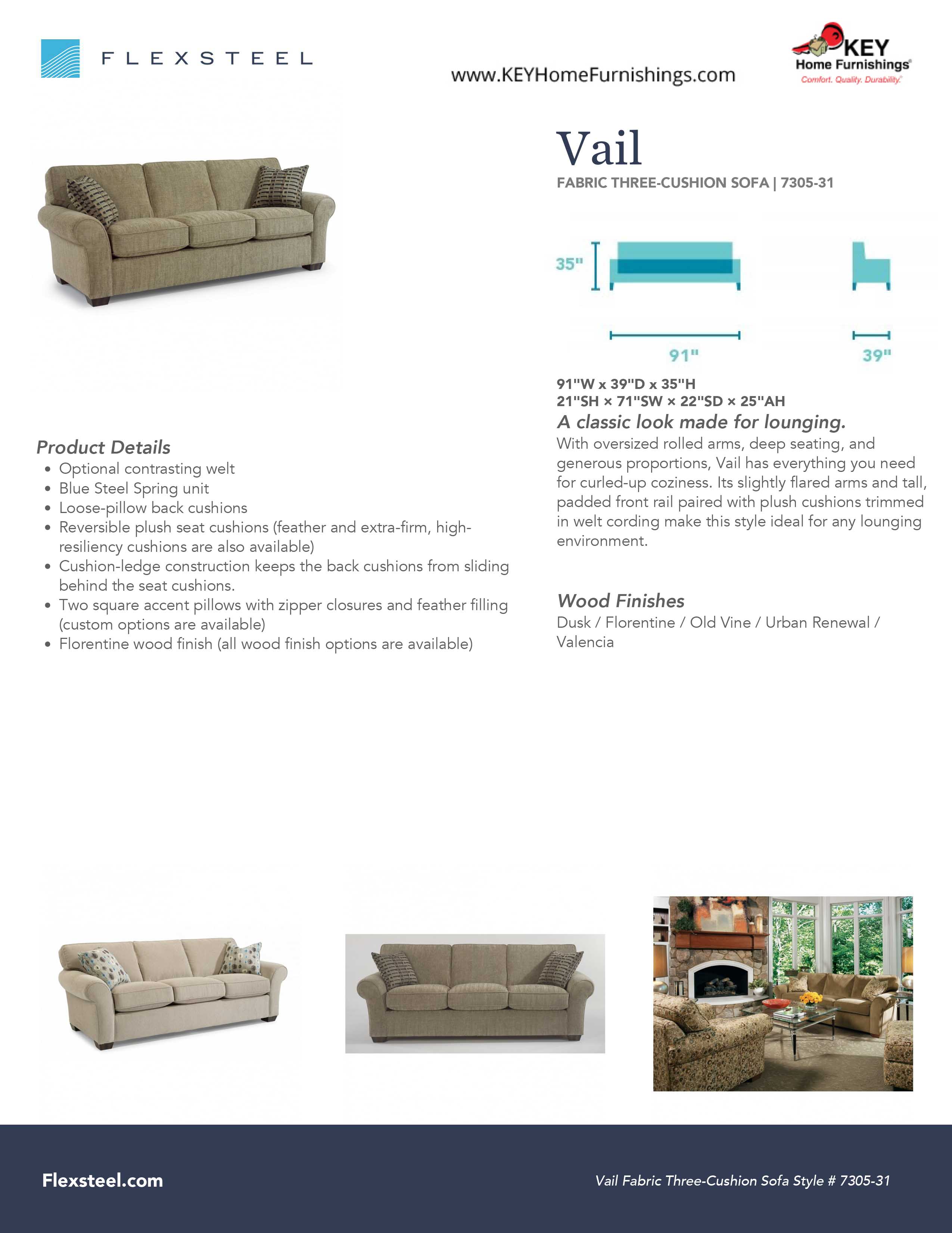 Flexsteel Furniture 7305-31 details and dimensions