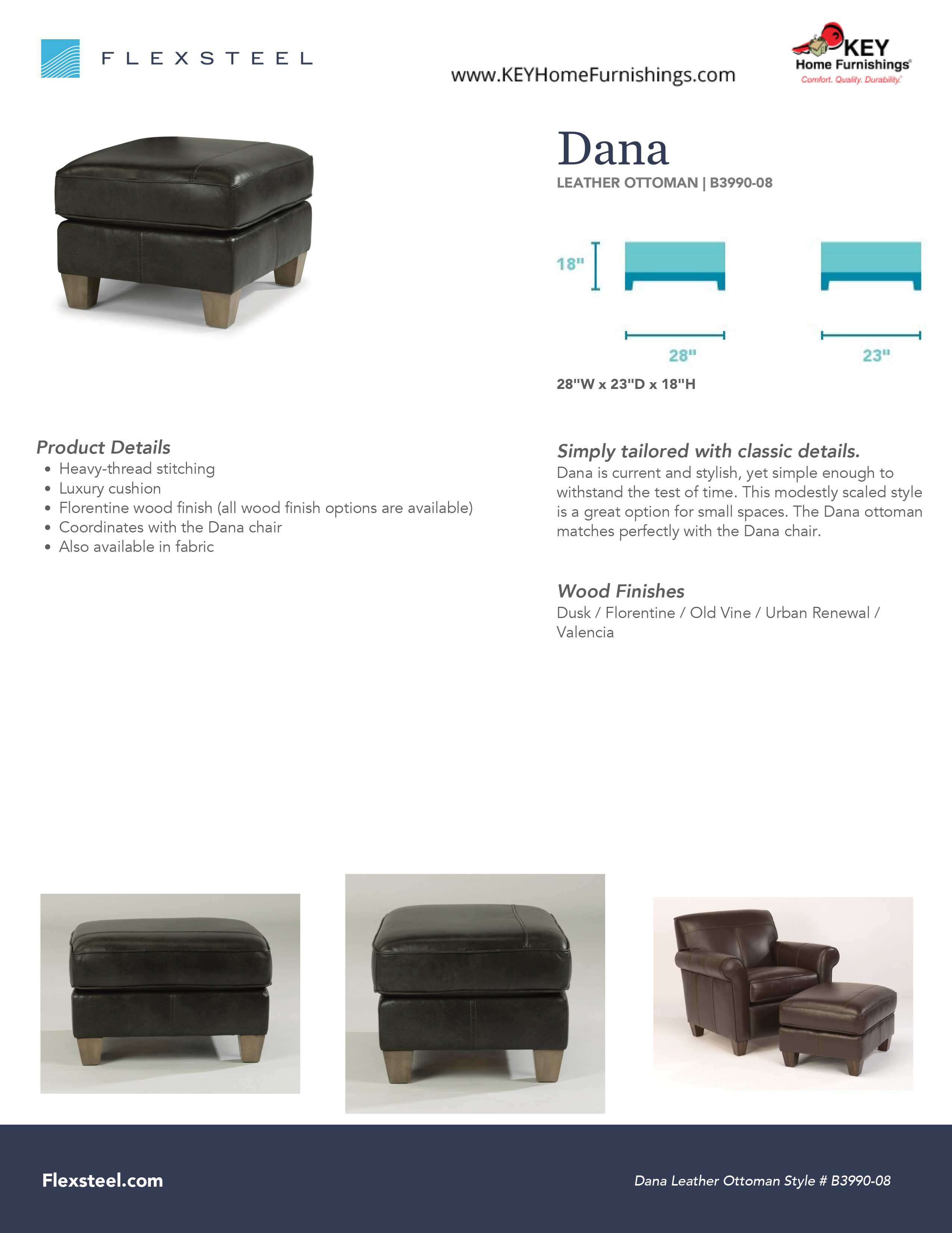 Flexsteel Furniture B3990-08 details and dimensions