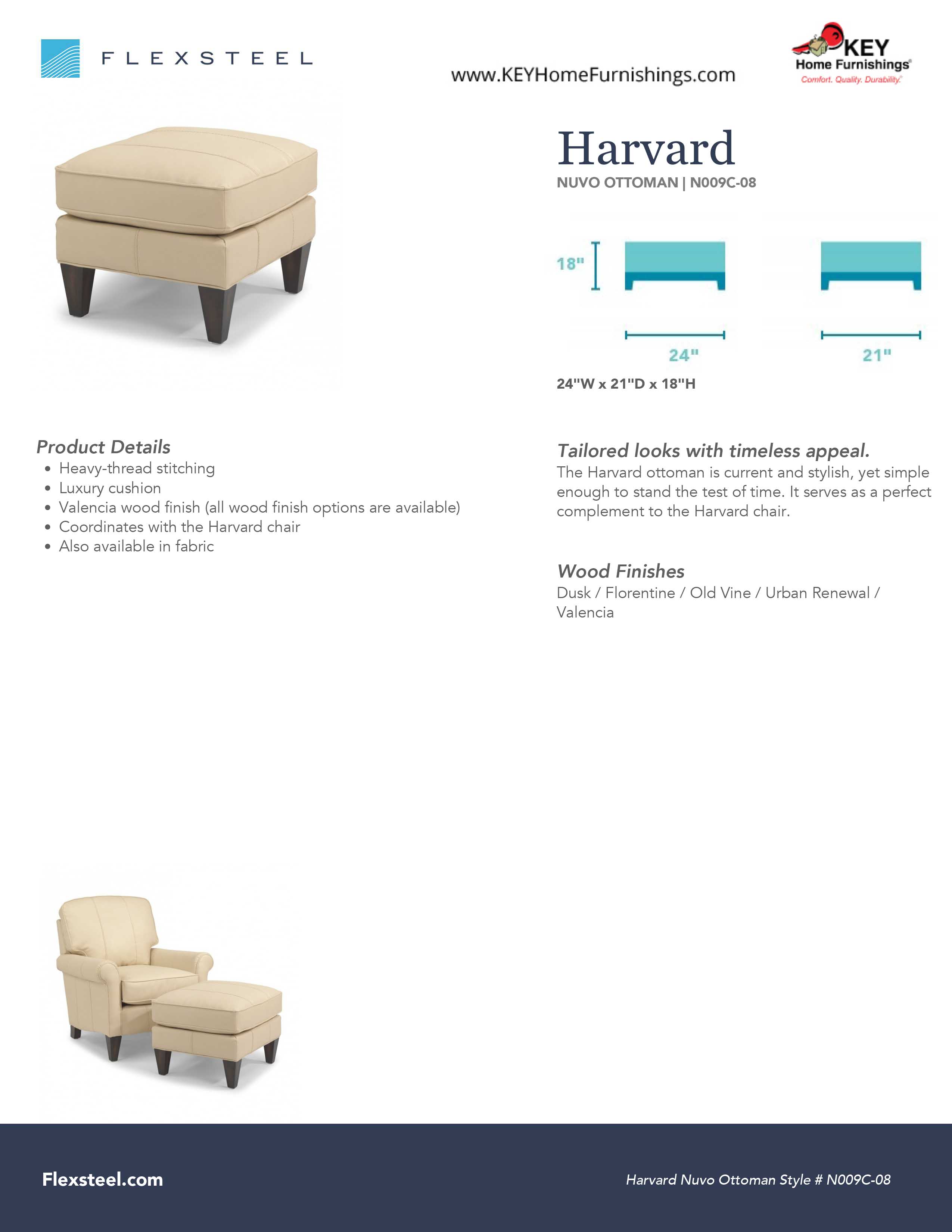 Flexsteel Furniture N009C-08 details and dimensions