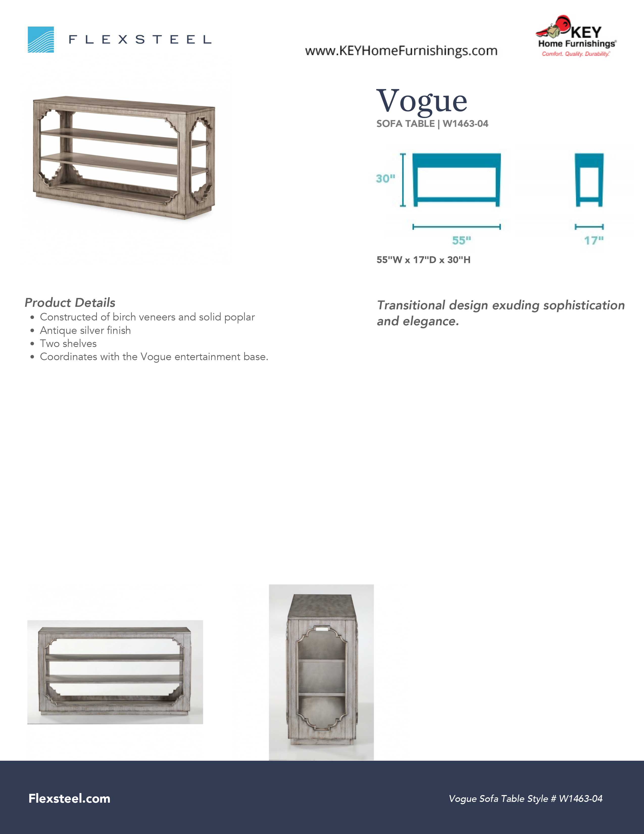 Flexsteel Furniture W1463-04 details and dimensions