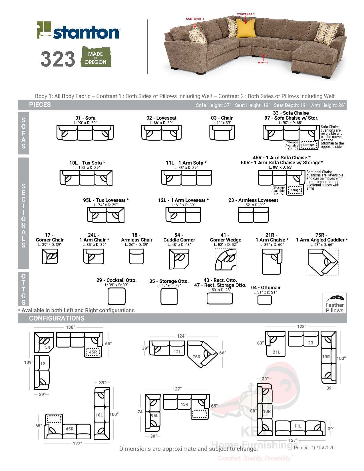 Sectional  configuration shown in King Kong Pewter Shibori Sunlight Clipper Topaz